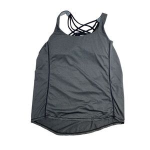 Queenie Ke Women's Pinstripes 2-in-1 Yoga Top Gray Medium